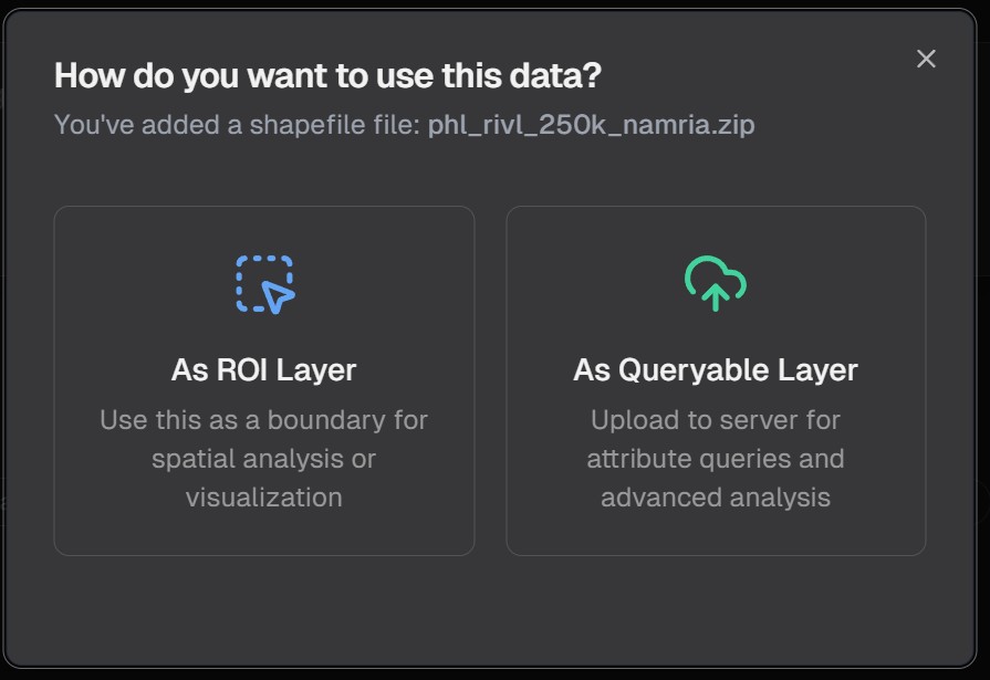 Geospatial data attachment options