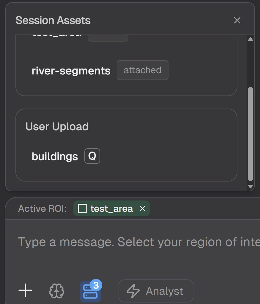 Uploaded data shown in layers list